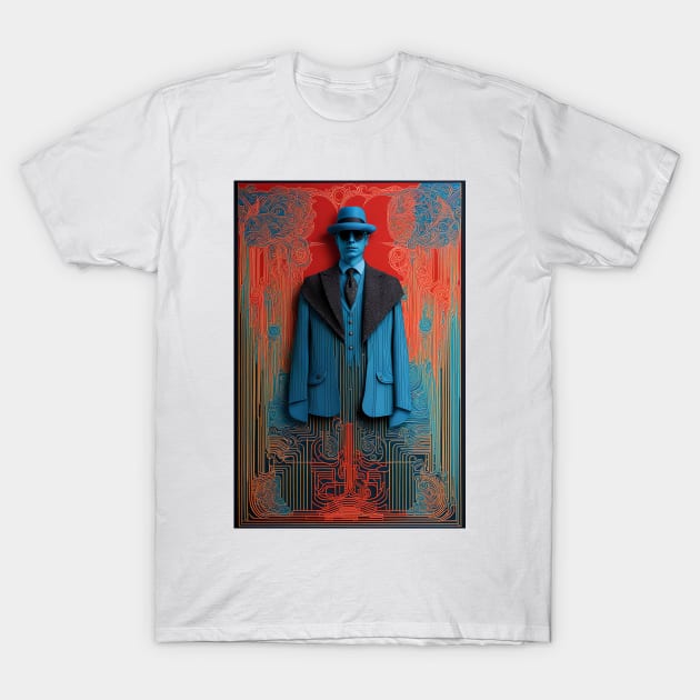 Stylish Blue Man: Suited Up with Striped Elegance T-Shirt by AlexBRD